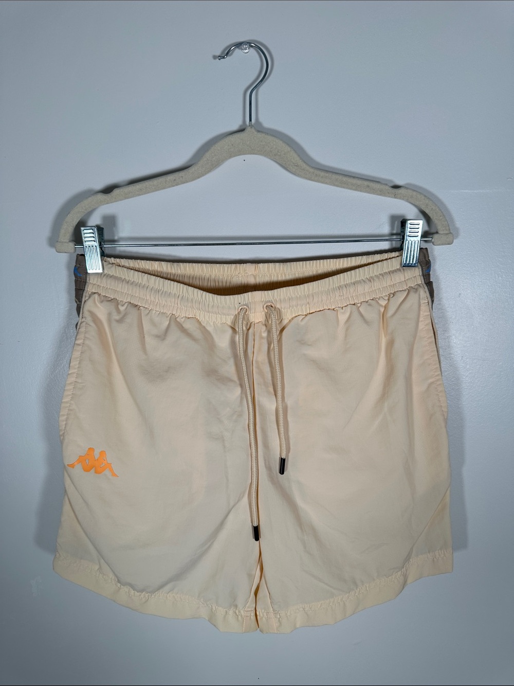 Kappa Mens Swim Shorts M Beige Logo Lightweight Drawstring Summer Beach NWT